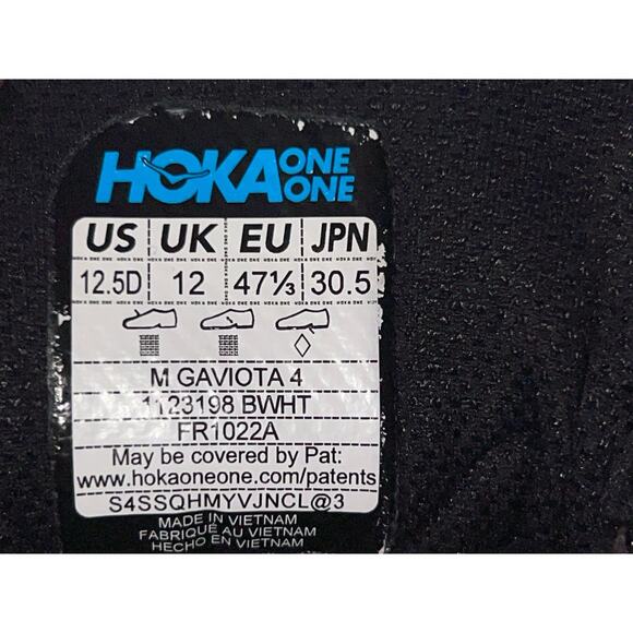 Hoka One One Mens Gaviota 4 1123198 BWHT Black Running Shoes Sneakers Size 12.5D - Picture 11 of 11